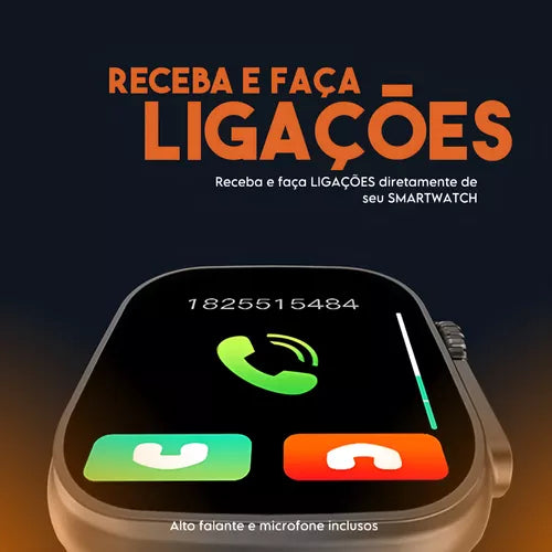 Relógio Inteligente Laranja com Tela HD