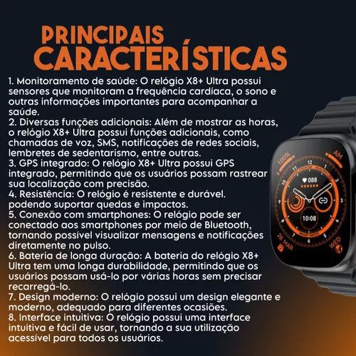 Relógio Inteligente Laranja com Tela HD