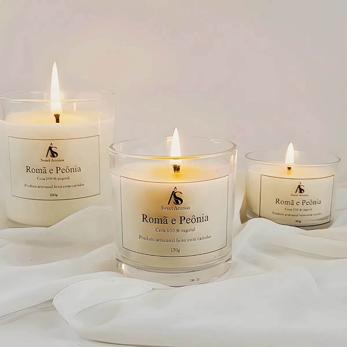 Vela Aromatica Artesanal Perfumada - Romã e Peônia