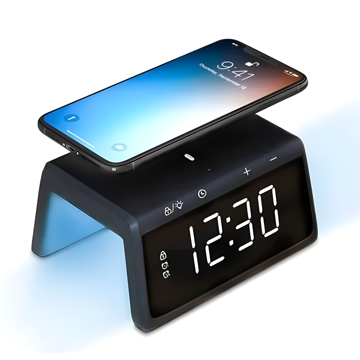 Base de Carregamento Sem Fio com Relógio Digital