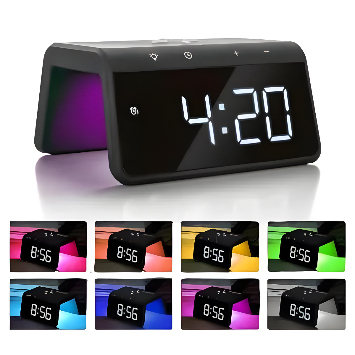 Base de Carregamento Sem Fio com Relógio Digital