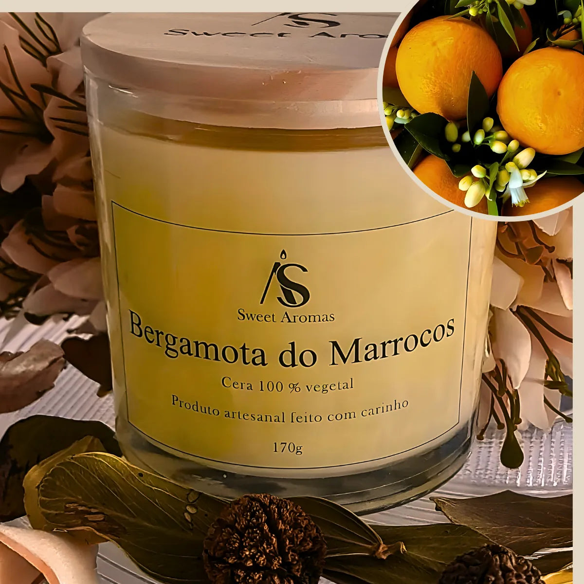 Vela Aromática Artesanal Perfumada - Bergamota do Marrocos