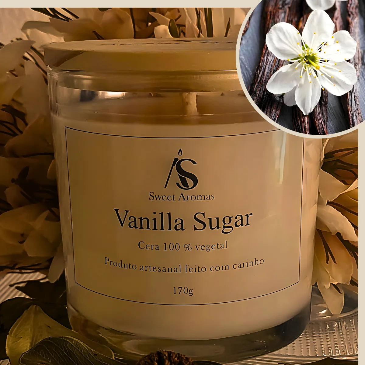 Vela Aromática Artesanal Perfumada - Vanilla Sugar