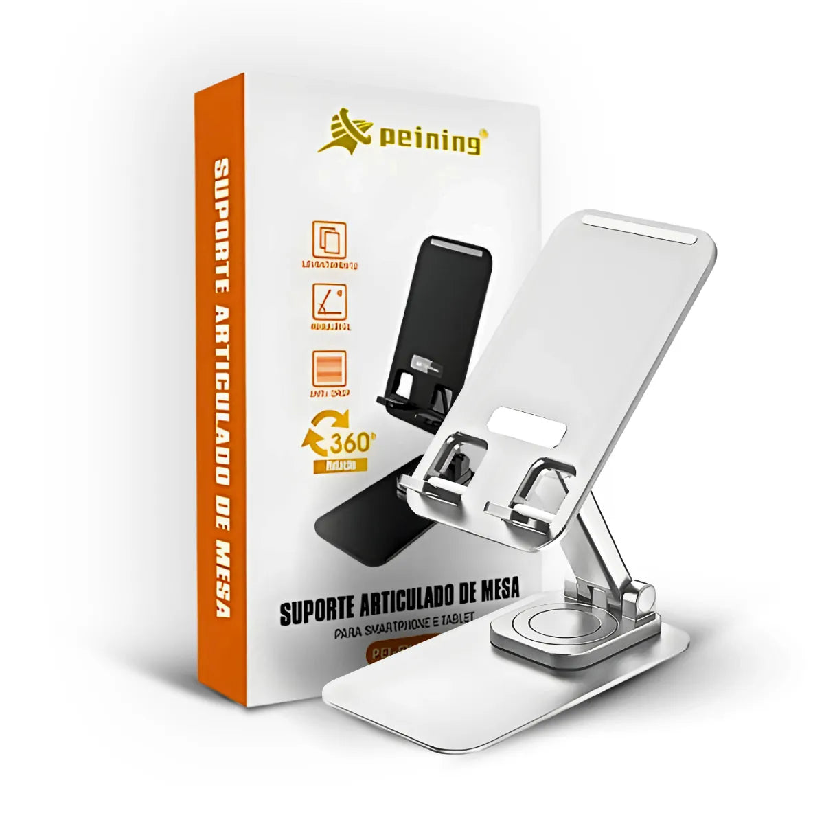 Suporte Articulado de Mesa Para Tablet e Smartphone Cinza