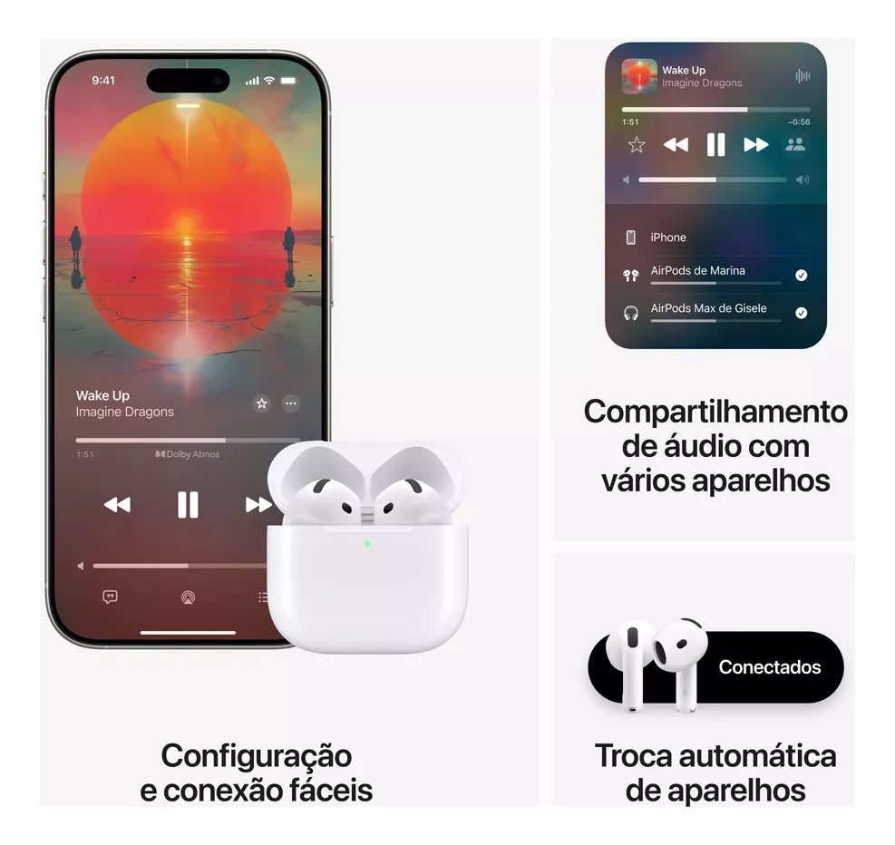 AirPods 3ª, 4ª e AirPods 4ª Cancelamento de Ruído
